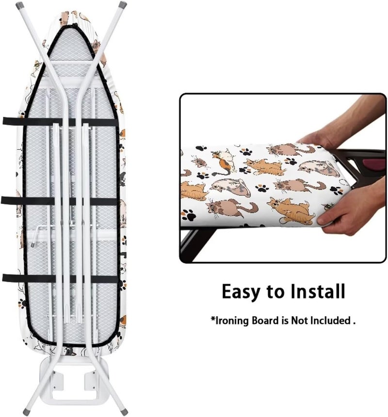 Sprowallow Cat Paw Print Ironing Board Cover and Pad Standard Size 15x54 inch Thick Padding Elastic Edge Resist Scorching and Staining Heavy Duty Padded Iron Covers - Image 5